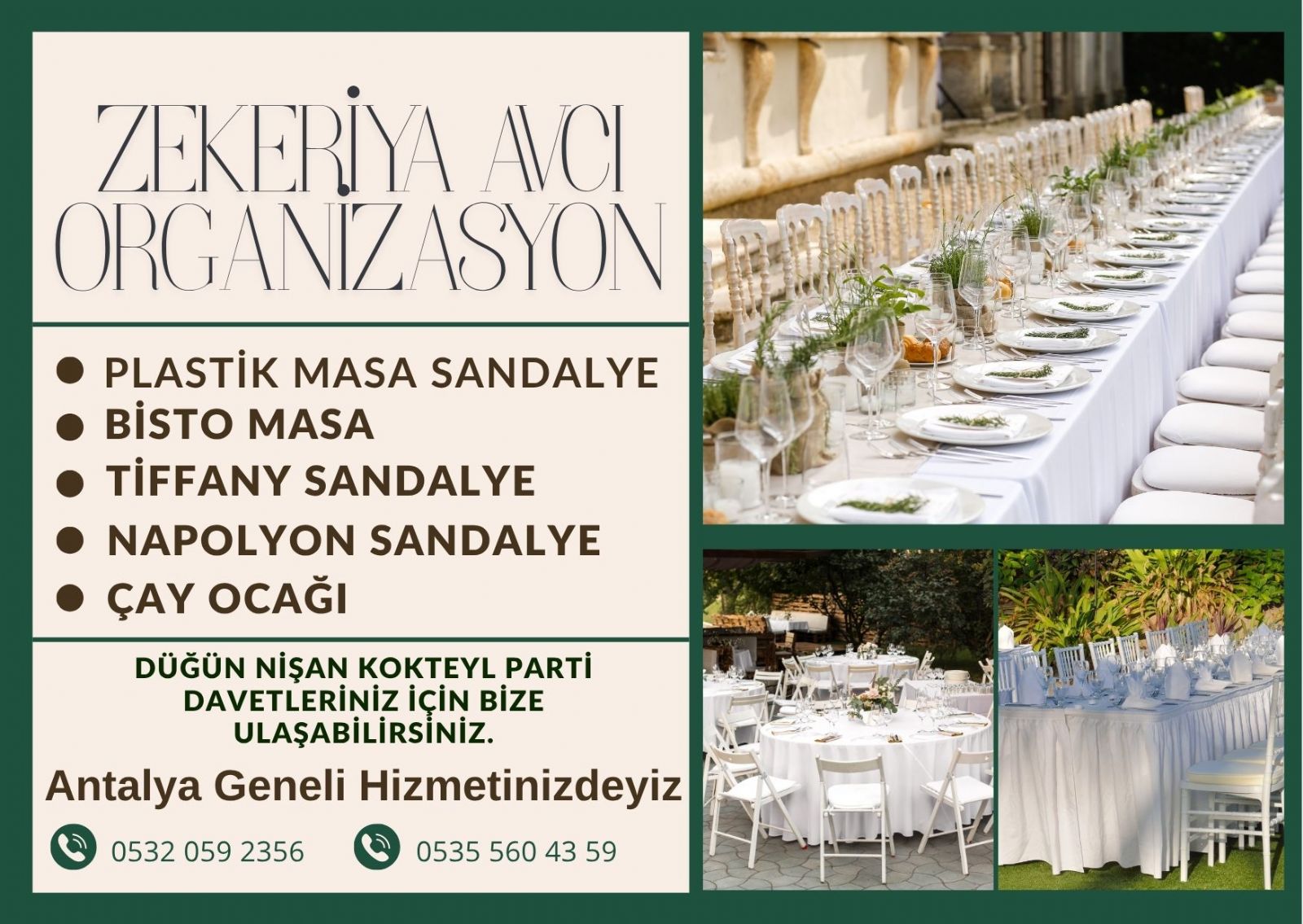 Aksu Masa Sandalye Kiralama